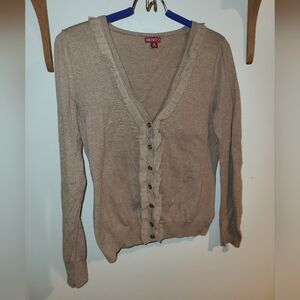 Merona Women's Beige Ruffle Cardigan